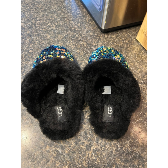 Like New UGG Australia Scuffette II Stellar Sequin Slip on Slippers Black - Picture 5 of 11